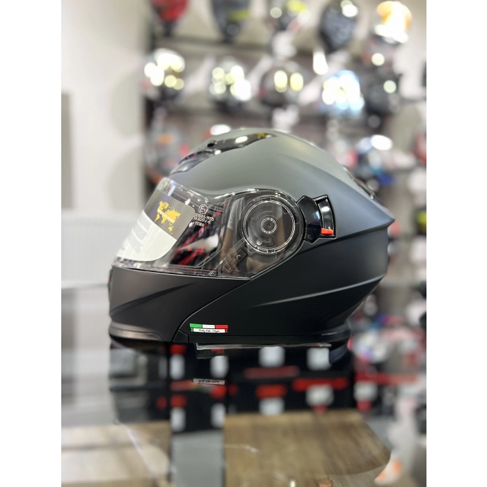 Çene Açılır Kask Mat Siyah Güneş Vizörlü