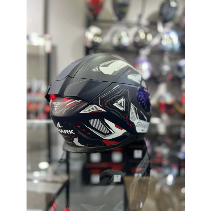 Skwal i3 Ledli Linik Mat Lacivert Beyaz Kapalı Kask