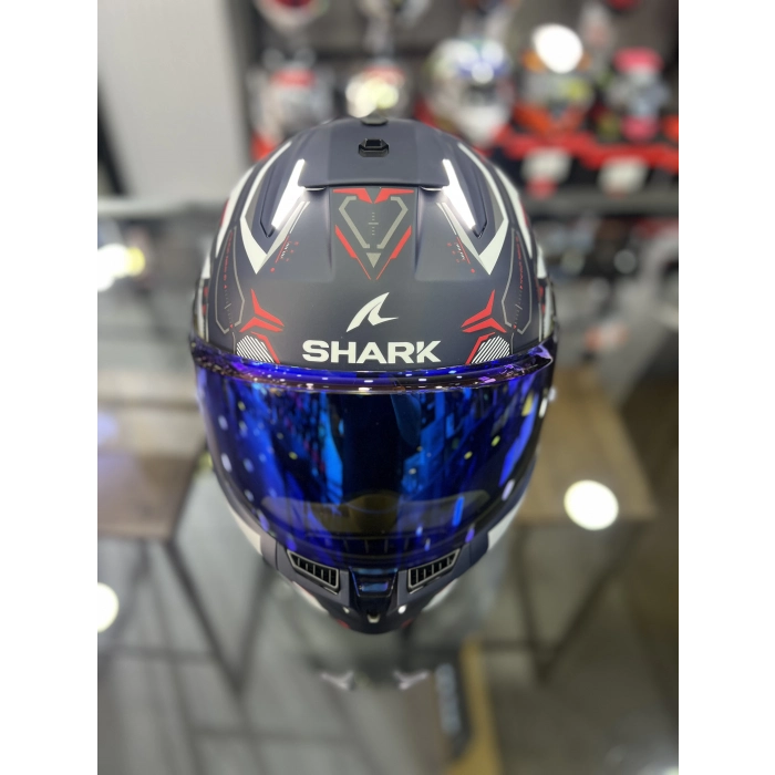 Skwal i3 Ledli Linik Mat Lacivert Beyaz Kapalı Kask