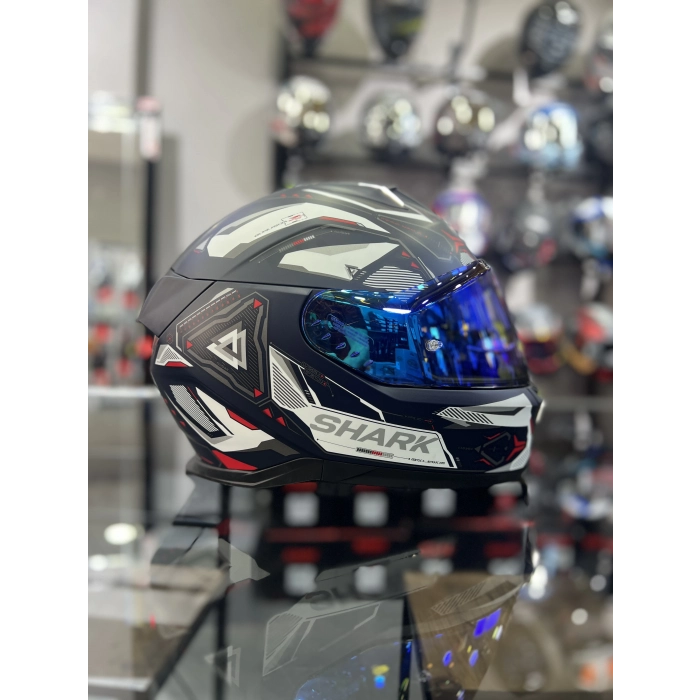 Skwal i3 Ledli Linik Mat Lacivert Beyaz Kapalı Kask