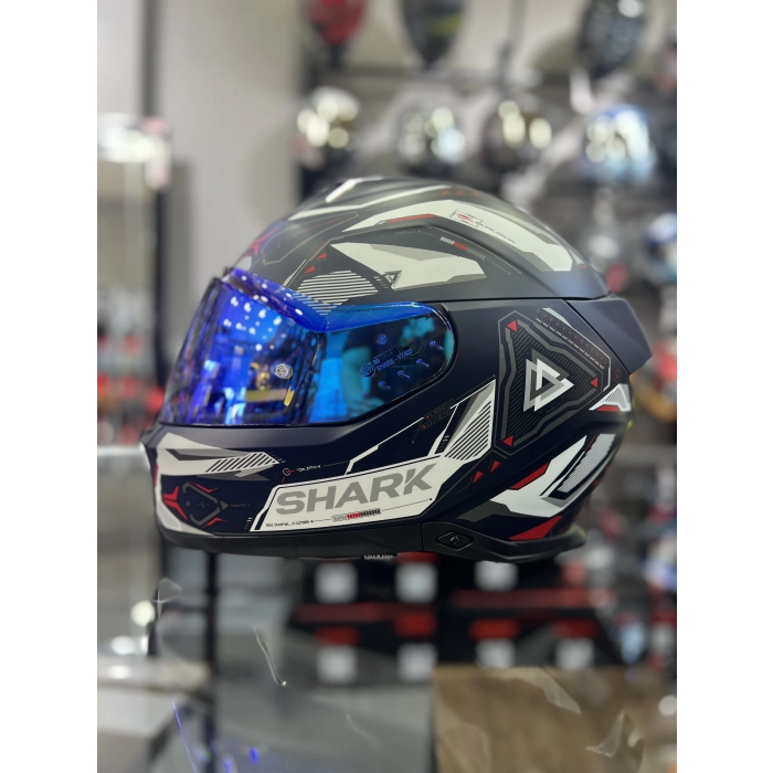 Skwal i3 Ledli Linik Mat Lacivert Beyaz Kapalı Kask