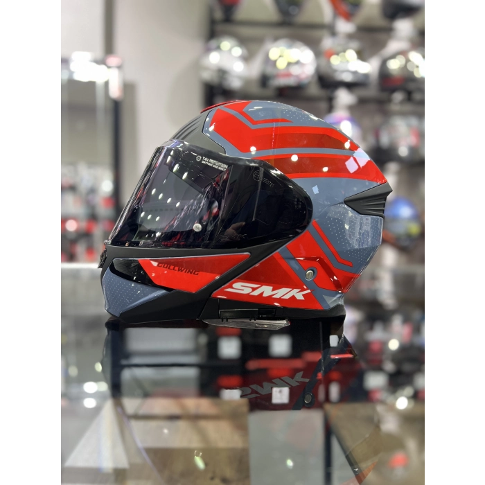 GULLWING SUPER TOUR KIRMIZI GRİ ÇENE AÇILIR KASK ŞEFFAF VİZÖRLÜ