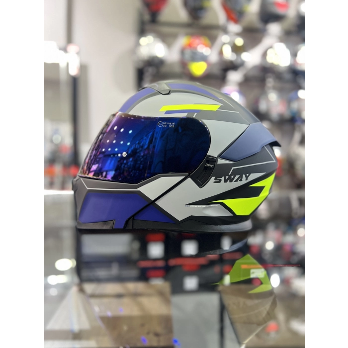 Iridyum Vizörlü Mavi 912 Çene Açılır Kask (+1 Şeffaf Vizör)