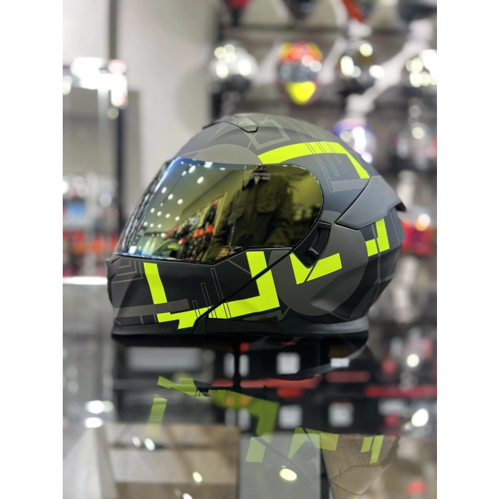 Sarı 912 Çene Açılır Kask Renkli Vİzörlü (+1 Şeffaf Vizör)