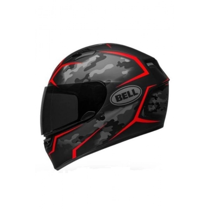Stealth Camo Matte Black - Red Motosiklet Kaskı Kapalı