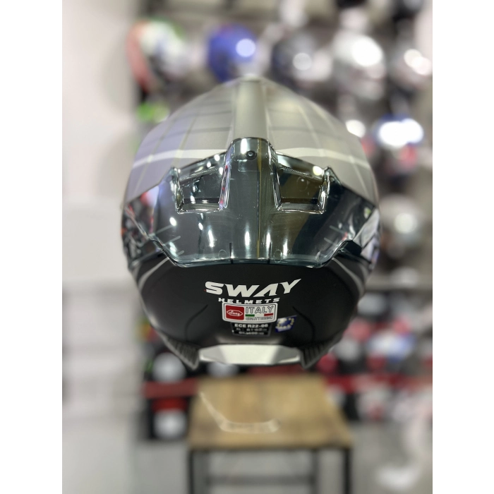 865 Space Siyah Beyaz Kapalı Kask Güneş Vizörlü