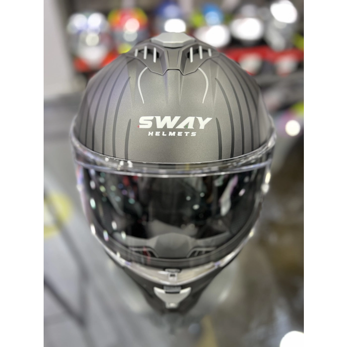 865 Space Siyah Beyaz Kapalı Kask Güneş Vizörlü