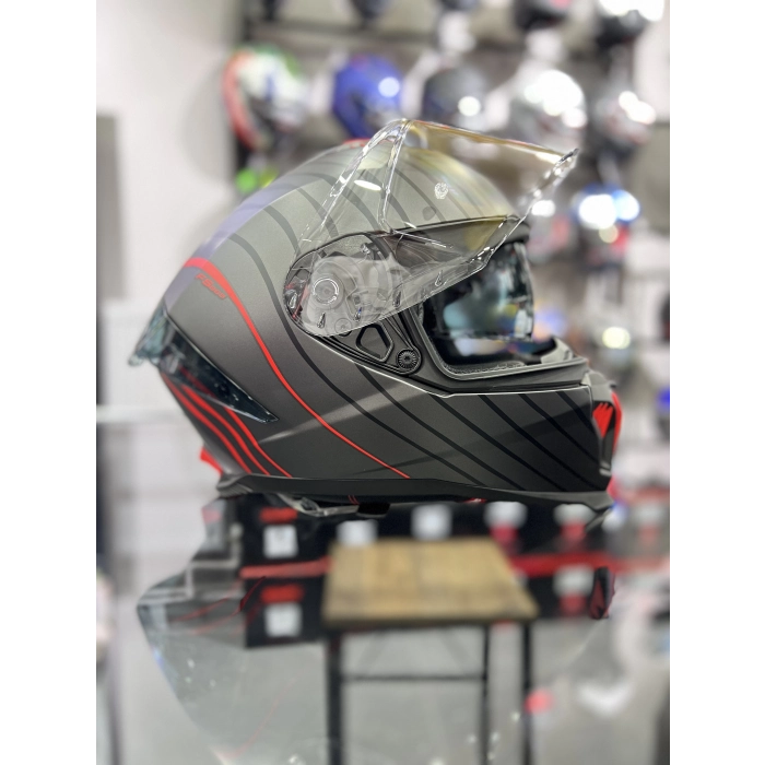 865 Space Kırmızı Siyah Kapalı Kask Güneş Vizörlü