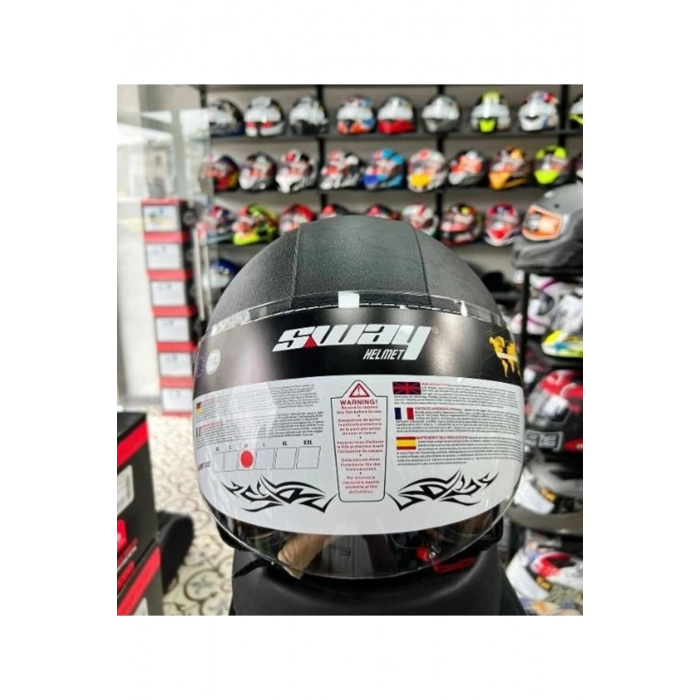 701 Deri Kaplı Yarı Camlı Elektrikli Bisiklet Motosiklet Scooter Kaskı 2xl Beden Siyah