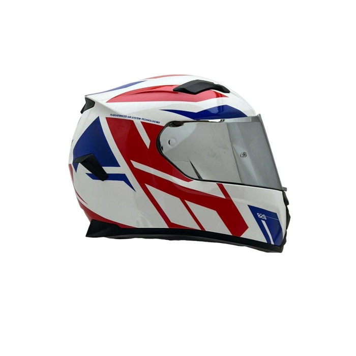 820 TAM KAPALI KASK DAKAR 2 KIRMIZI MAVİ