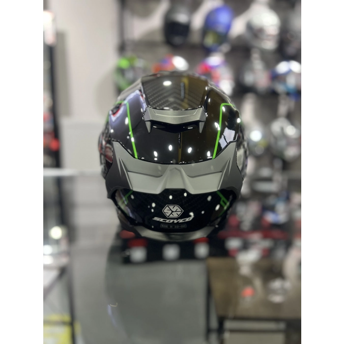 871 Ghost Yeşil Siyah Vizörlü Kapalı Kask