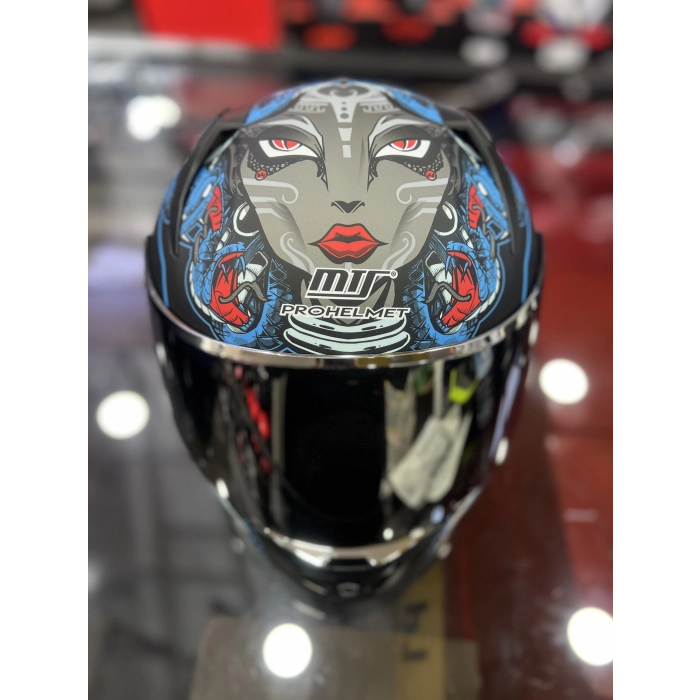 801 Myth Mavi Kapalı Kask Ayna Vizörlü