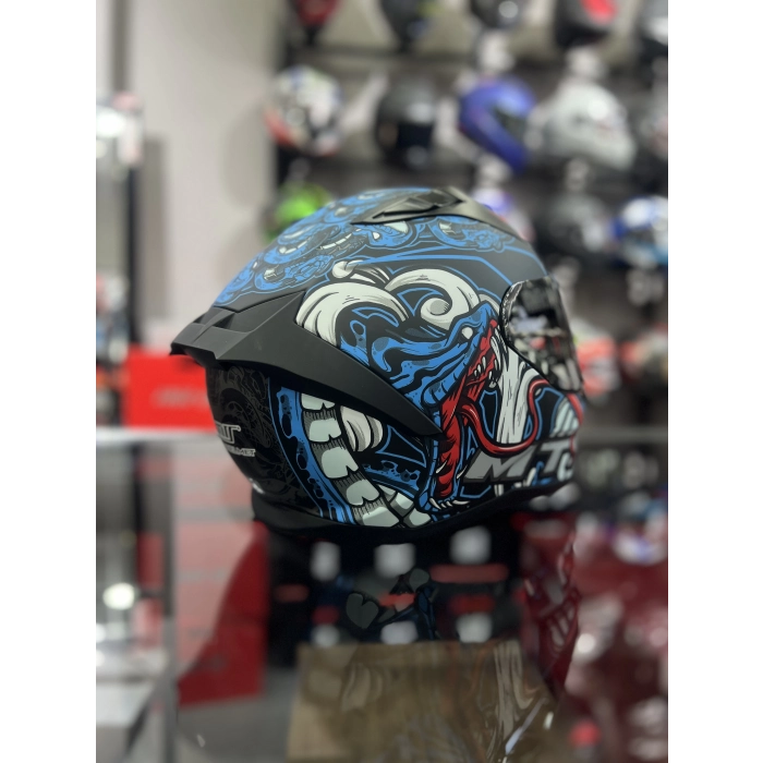 801 Myth Mavi Kapalı Kask Ayna Vizörlü