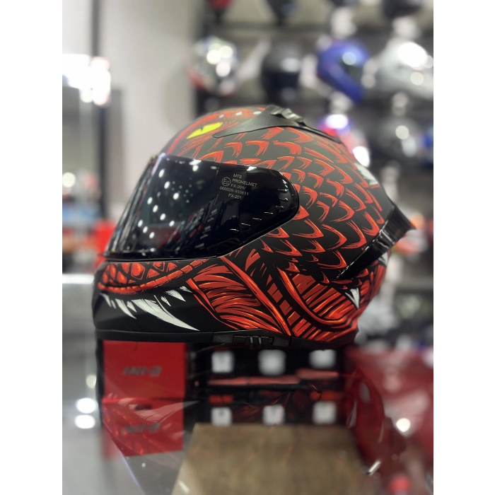 801 Draglax Kırmızı Kapalı Kask Siyah Vizörlü