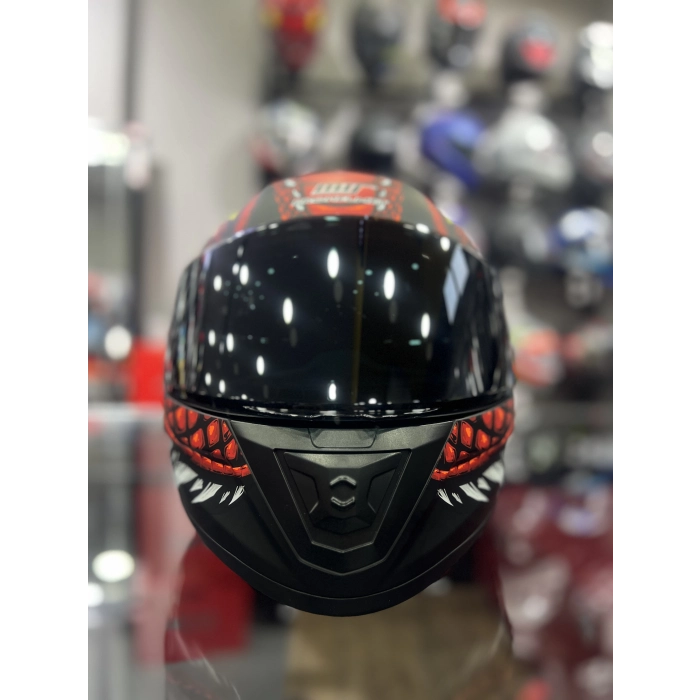 801 Draglax Kırmızı Kapalı Kask Siyah Vizörlü