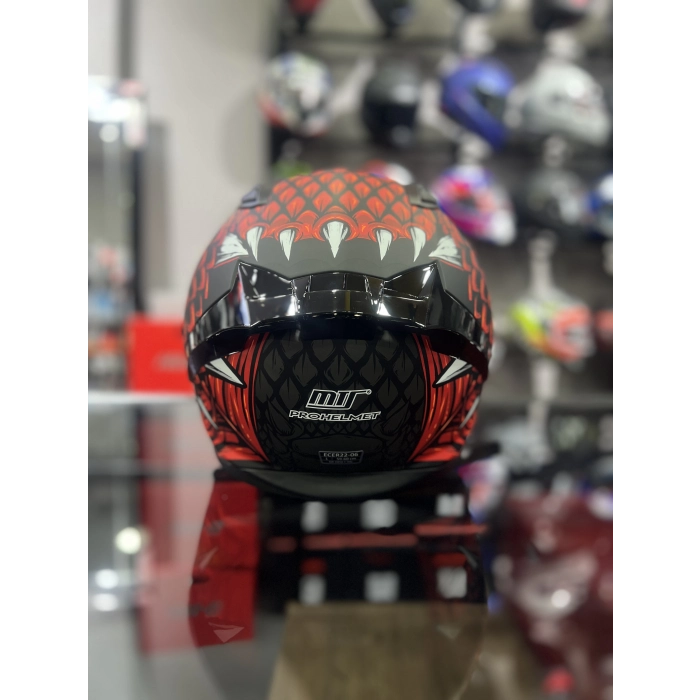 801 Draglax Kırmızı Kapalı Kask Siyah Vizörlü