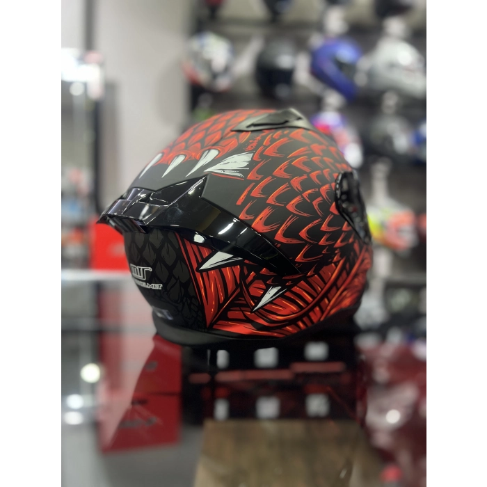 801 Draglax Kırmızı Kapalı Kask Siyah Vizörlü