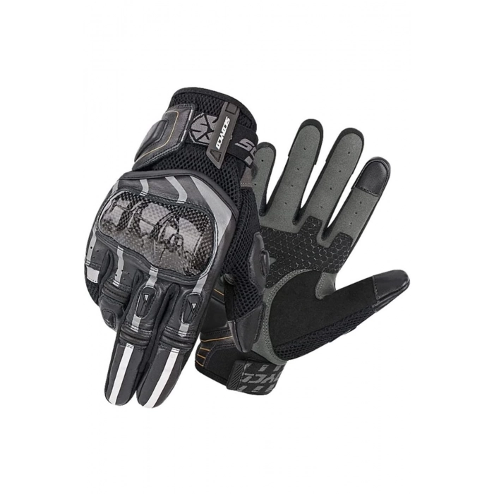 Mc109 Karbon Fiber Korumalı Yazlık Eldiven Siyah-gri