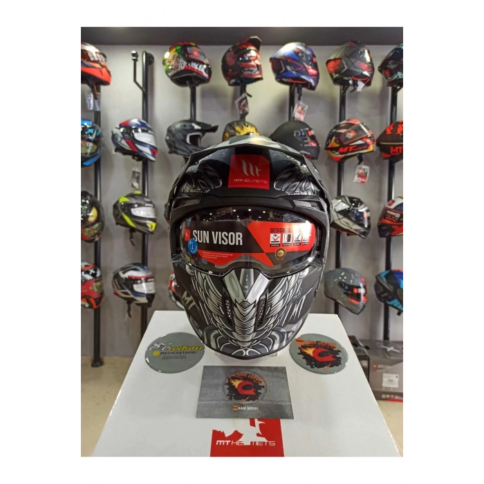 Helmets Street Fighter Hellish B2 Mat Gri Modüler Çene Kask