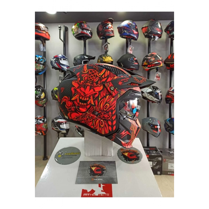 Street Fighter Hellish B5 Mat Kırmızı Modüler Çene Kask