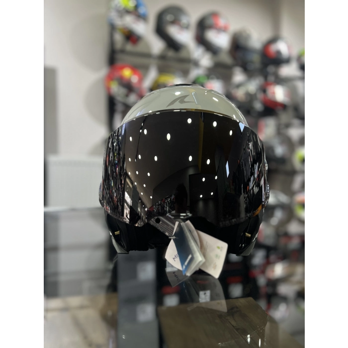 Oxo Nardo Gri Çene Açılır Kask Siyah Vizörlü (+1 Şeffaf Vizör)