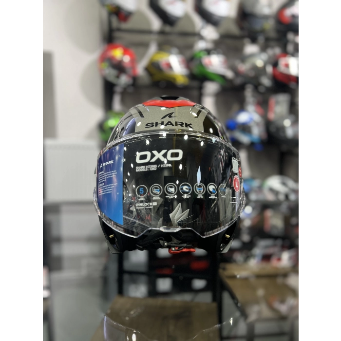 Oxo Reyder Kırmızı Siyah Çene Açılır Kask