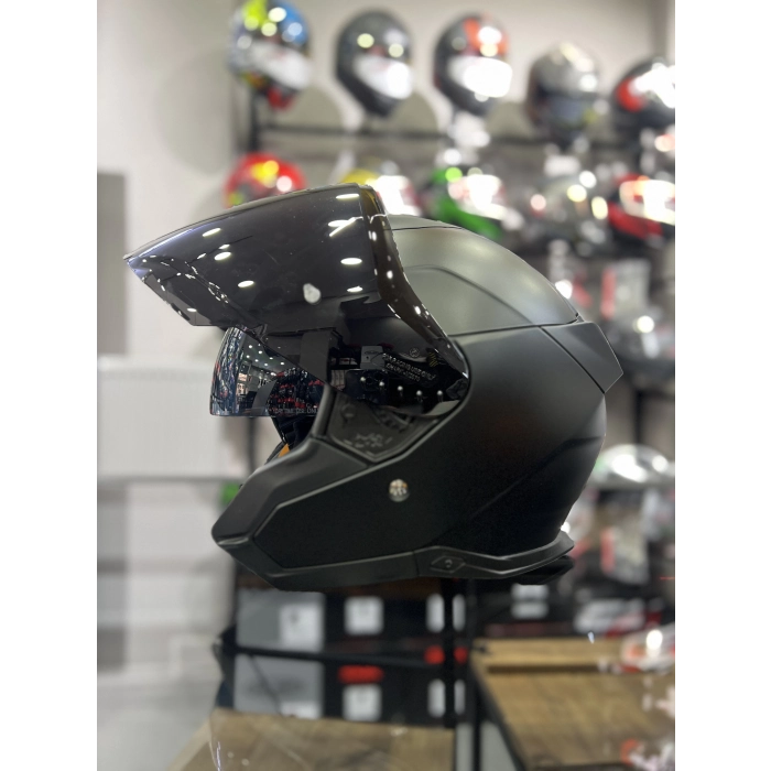 Skwal i3 Jet Mat Siyah Ledli Yarım Kask Siyah Vizörlü (+1 Şeffaf Vizör)