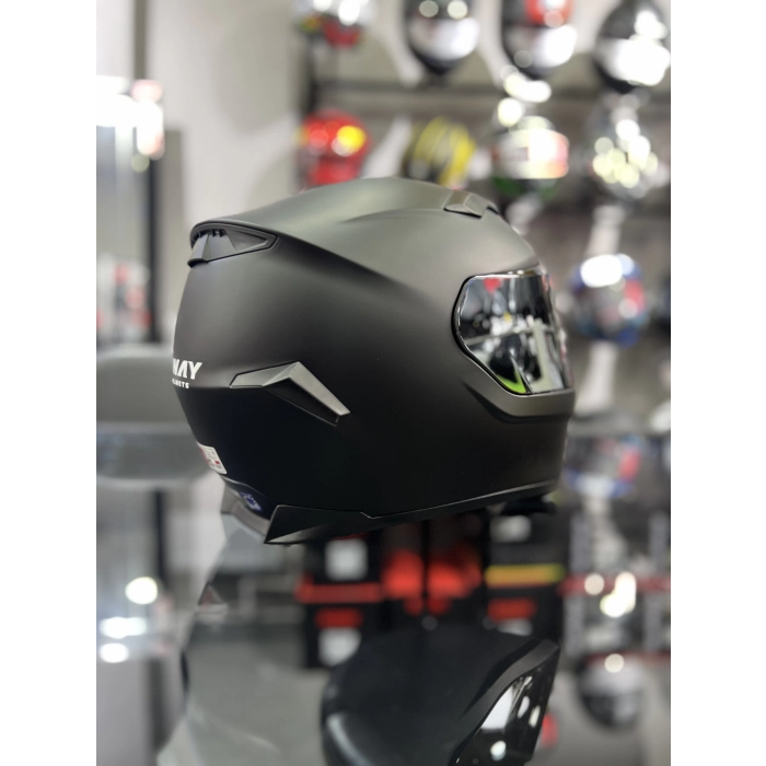 820 Mat Siyah Ayna Vİzörlü Kapalı Kask