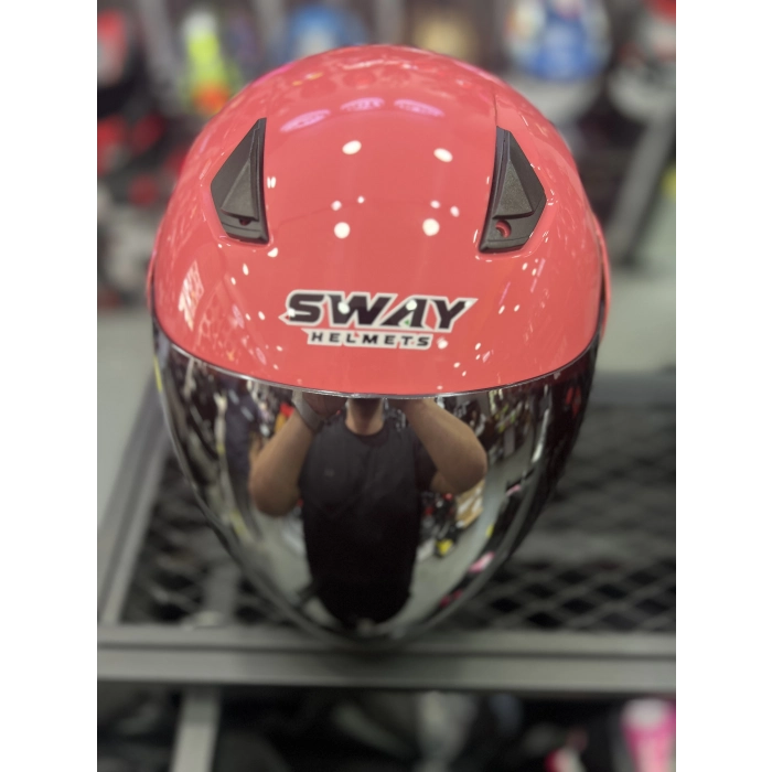 733 Pembe Yarım Kask Aynalı Vizör