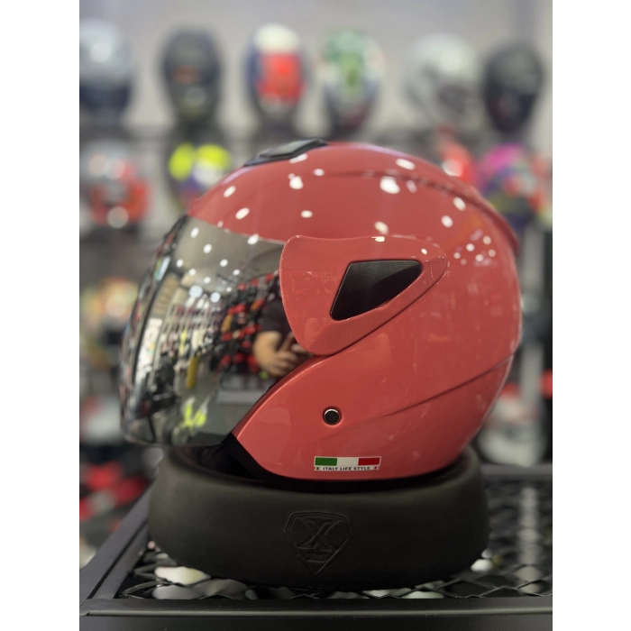 733 Pembe Yarım Kask Aynalı Vizör