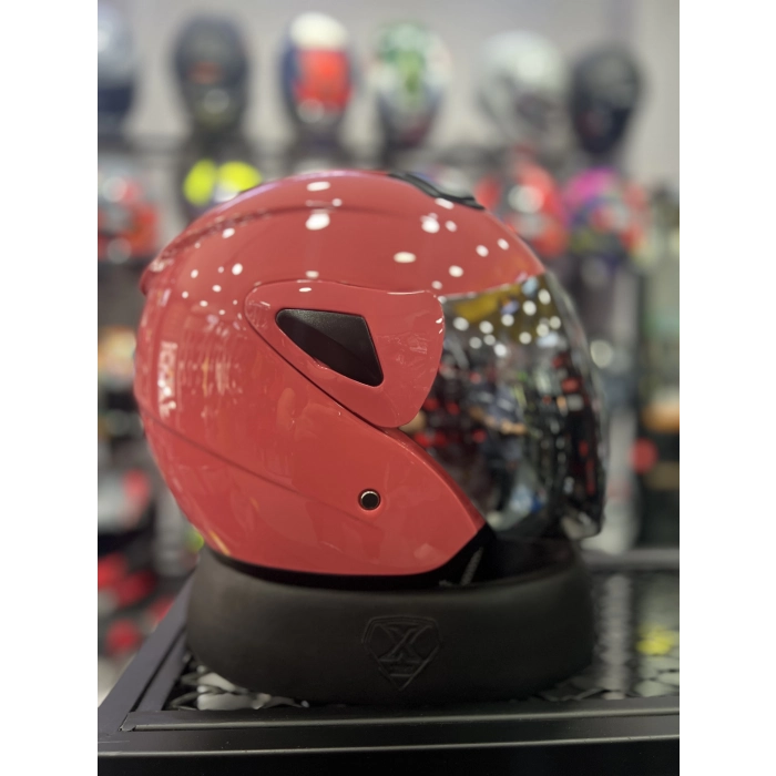 733 Pembe Yarım Kask Aynalı Vizör