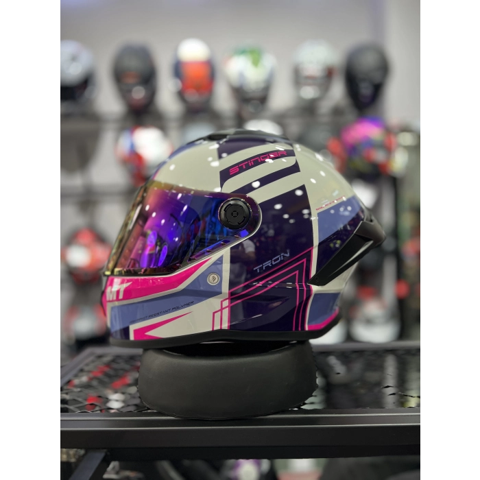 Helmets Stinger Tron Parlak Kask (Şeffaf Vizörlü)
