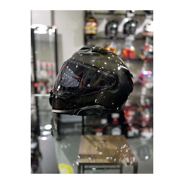 F71 Kask Karbon Siyah Şeffaf Vizörlü