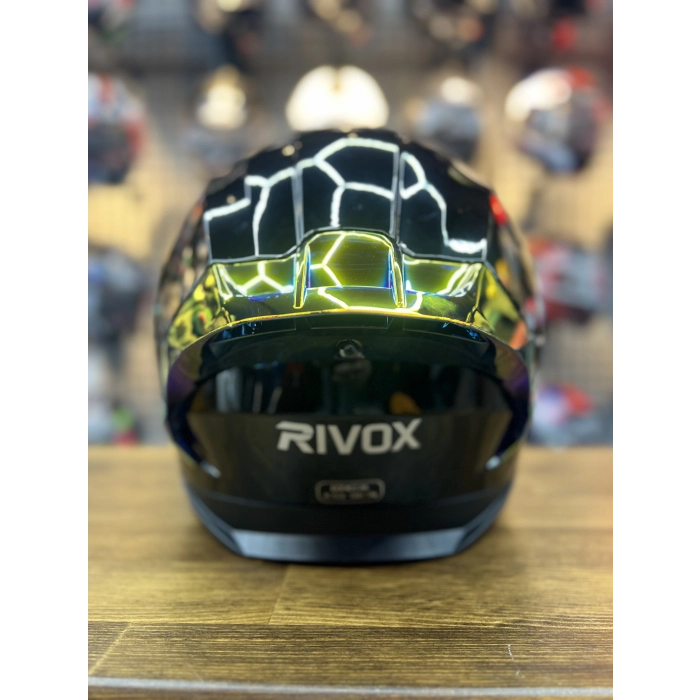 R1 Parlak Siyah Revo Gold Vizörlü Kapalı Kask (Güneş Vizörlü)