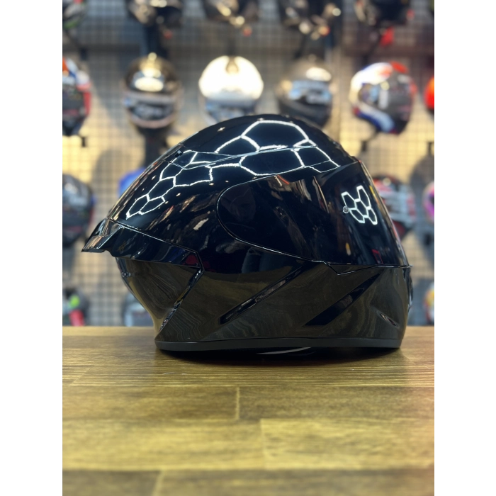 R2 Parlak Siyah Kapalı Kask