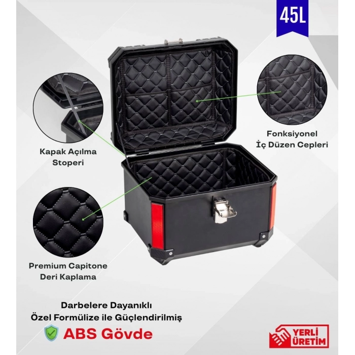 REXX PRO-X 45 LİTRE MOTOSİKLET ARKA ÇANTA SİYAH (MOTOZİLLA )