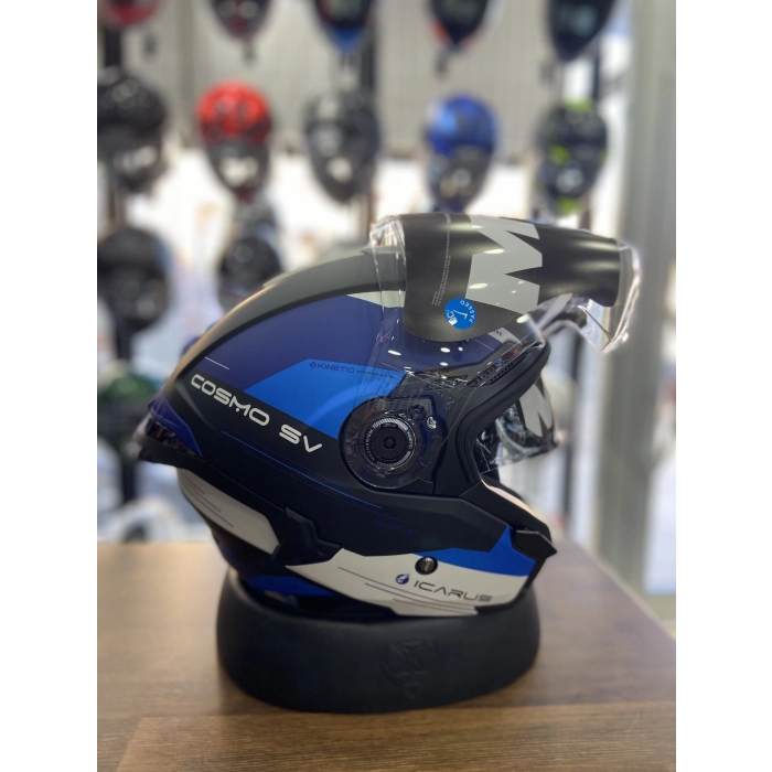 MAT MAVİ YARIM KASK GÜNEŞ VİZÖRLÜ