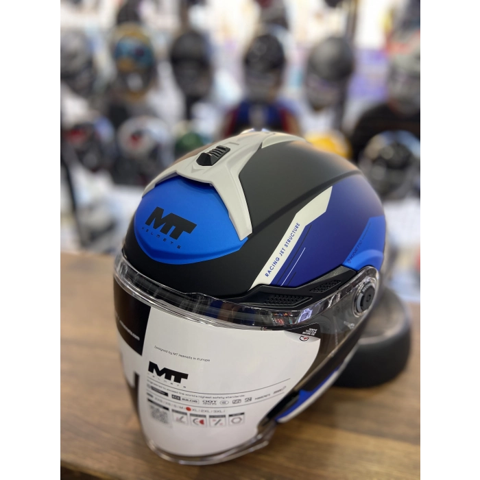 MAT MAVİ YARIM KASK GÜNEŞ VİZÖRLÜ