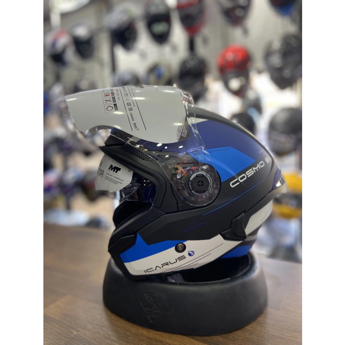 MAT MAVİ YARIM KASK GÜNEŞ VİZÖRLÜ