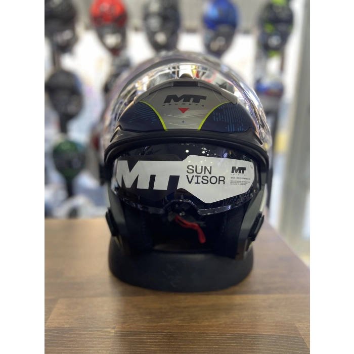 LAYOUT MAT MAVİ YARIM KASK GÜNEŞ VİZÖRLÜ