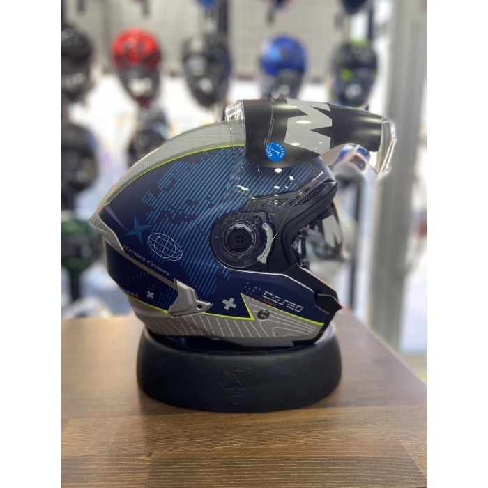 LAYOUT MAT MAVİ YARIM KASK GÜNEŞ VİZÖRLÜ