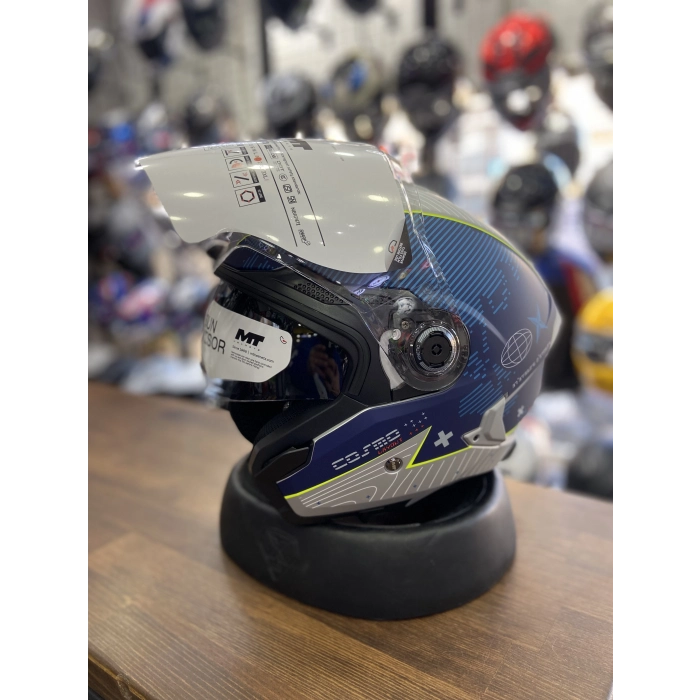 LAYOUT MAT MAVİ YARIM KASK GÜNEŞ VİZÖRLÜ