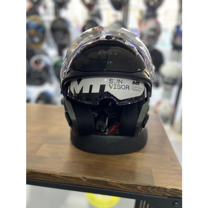 PARLAK SİYAH YARIM KASK GÜNEŞ VİZÖRLÜ