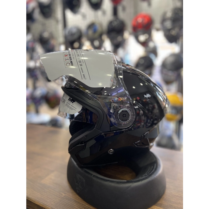 PARLAK SİYAH YARIM KASK GÜNEŞ VİZÖRLÜ