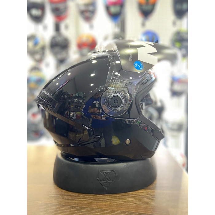 PARLAK SİYAH YARIM KASK GÜNEŞ VİZÖRLÜ