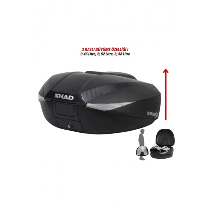 MOTO TEZ SHAD SH-58X 3 KADEMELİ MOTOSİKLET ÇANTASI TOPCASE