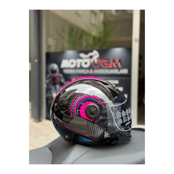 FX-101 Pink Woman Yarım Camlı Kask