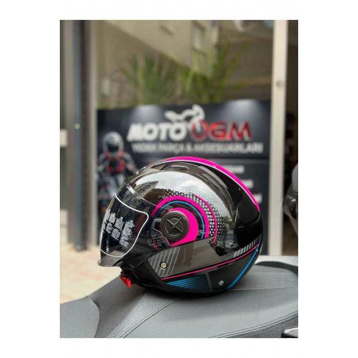 FX-101 Pink Woman Yarım Camlı Kask