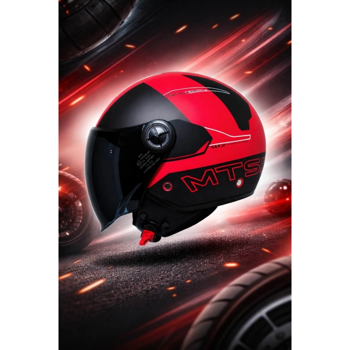 FX-101 Design Red Yarım Kask - Kırmızı | ABS Gövde & CE Onaylı