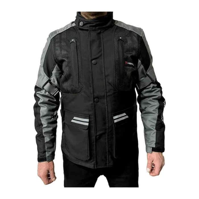 Motosiklet Montu Tourex 4 Mevsim CE Sertifikalı Touring Long Motor Mont Siyah-Gri